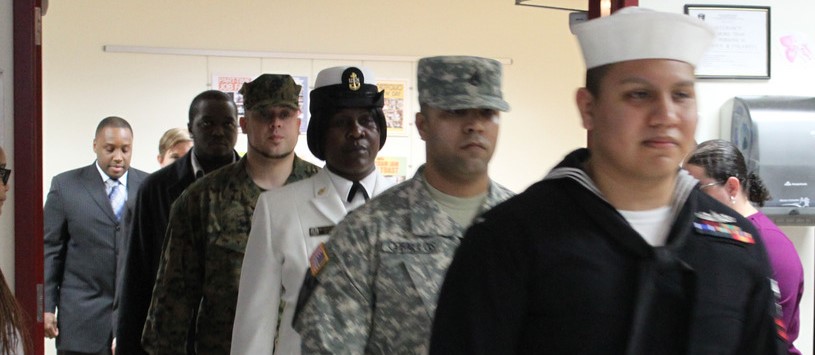 CW Military and Veteran students wearing their uniforms.